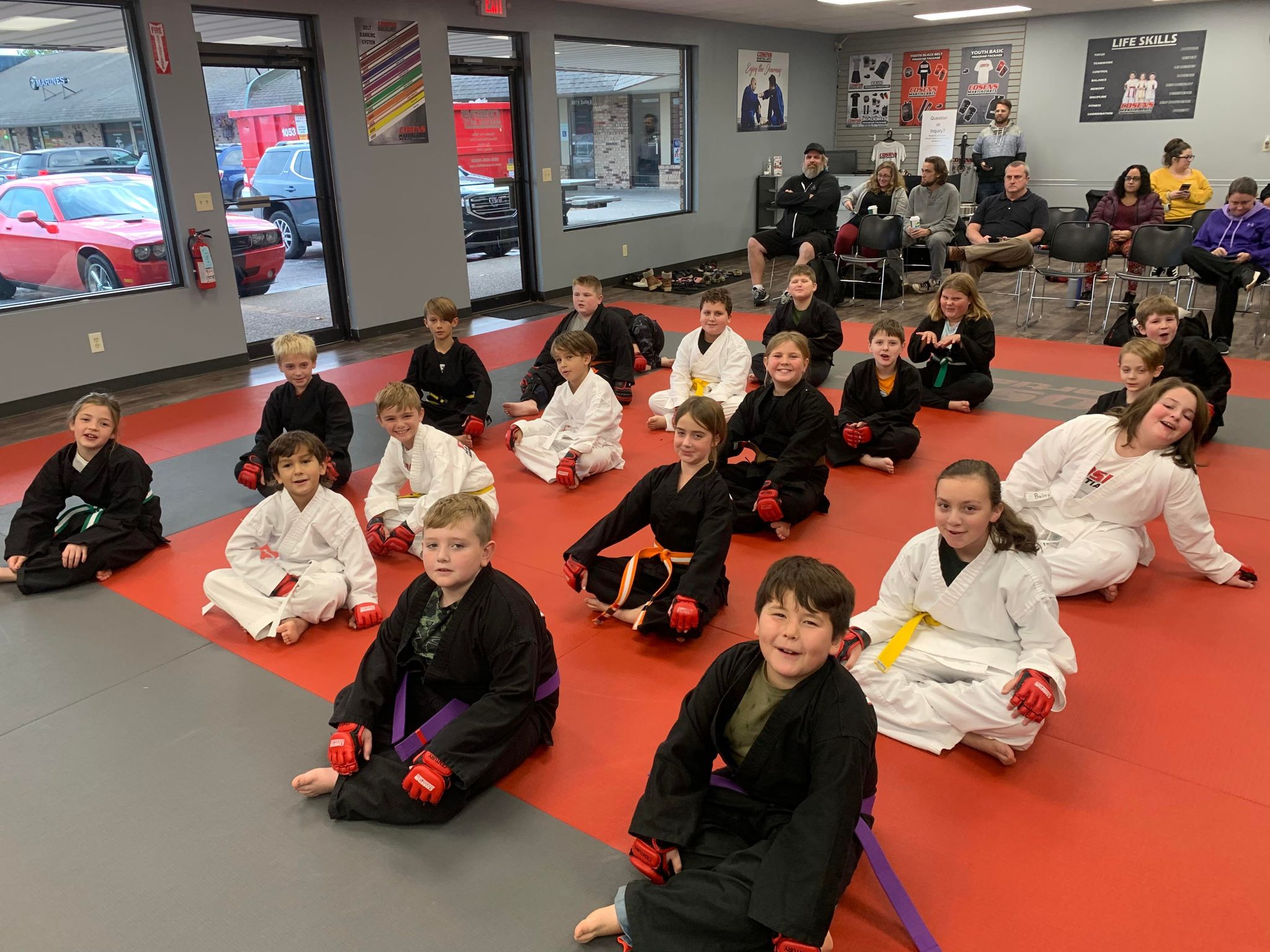 Children participating in a martial arts class
